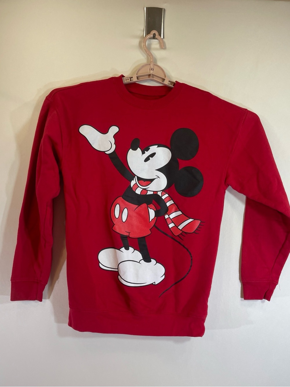 Disney Red Mickey Mouse Graphic Crewneck Sweatshirt EUC